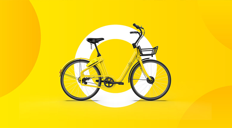 ofo小黃車單車LOGO，ofo小黃車單車標(biāo)志，共享單車品牌設(shè)計(jì)，ofo小黃車單車品牌形象設(shè)計(jì)