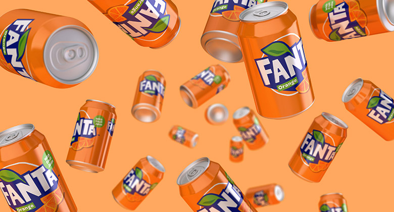 芬達(dá)（FANTA）標(biāo)志，芬達(dá)（FANTA）LOGO，芬達(dá)（FANTA）品牌形象設(shè)計，飲品包裝設(shè)計，飲品品牌設(shè)計