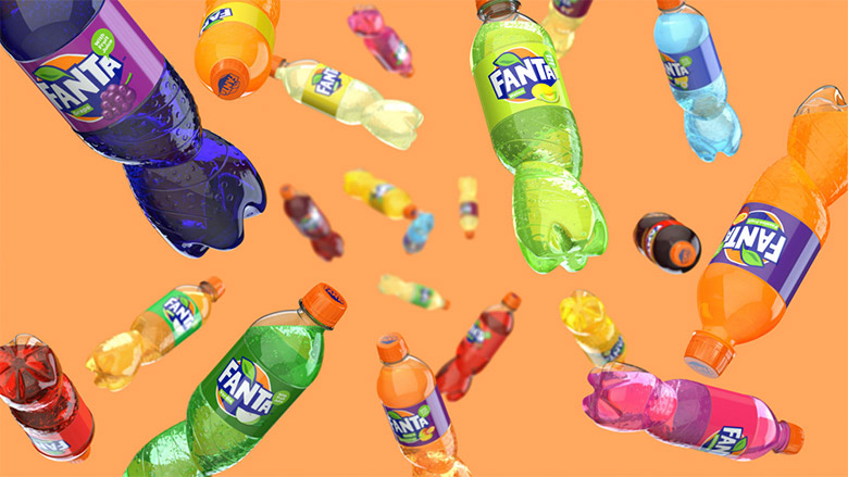 芬達(dá)（FANTA）標(biāo)志，芬達(dá)（FANTA）LOGO，芬達(dá)（FANTA）品牌形象設(shè)計，飲品包裝設(shè)計，飲品品牌設(shè)計