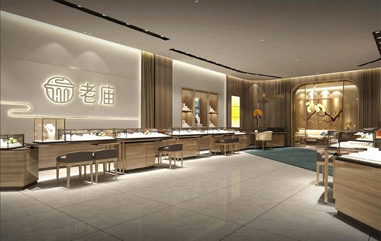 老廟黃金標(biāo)志，老廟黃金LOGO，老廟黃金店面設(shè)計(jì)，老廟黃金品牌形象設(shè)計(jì)，黃金珠寶品牌設(shè)計(jì)