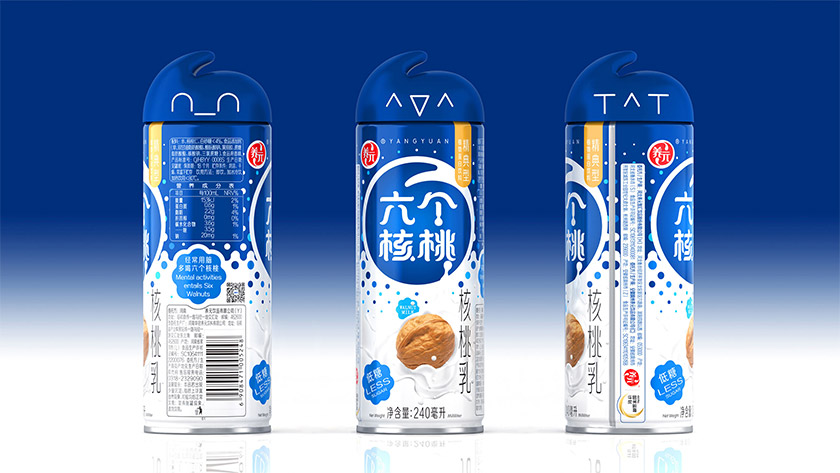 六個(gè)核桃標(biāo)志，六個(gè)核桃LOGO，六個(gè)核桃包裝，飲品包裝設(shè)計(jì)，飲品品牌設(shè)計(jì)