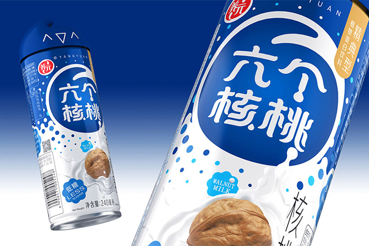 六個(gè)核桃標(biāo)志，六個(gè)核桃LOGO，六個(gè)核桃包裝，飲品包裝設(shè)計(jì)，飲品品牌設(shè)計(jì)