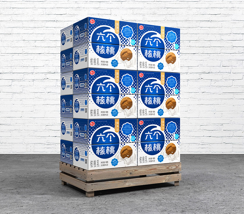 六個(gè)核桃標(biāo)志，六個(gè)核桃LOGO，六個(gè)核桃包裝，飲品包裝設(shè)計(jì)，飲品品牌設(shè)計(jì)
